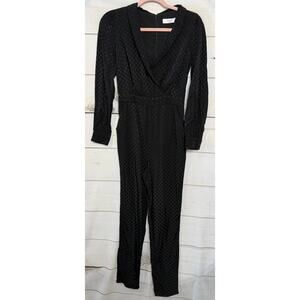 Ali & Jay Los Angeles Jumpsuit XS Black Long Sleeve Polka Dots Collared Trendy